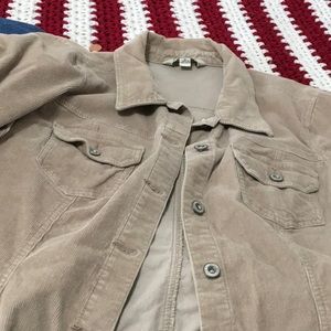 Corduroy jean jacket khaki 1X stretchy